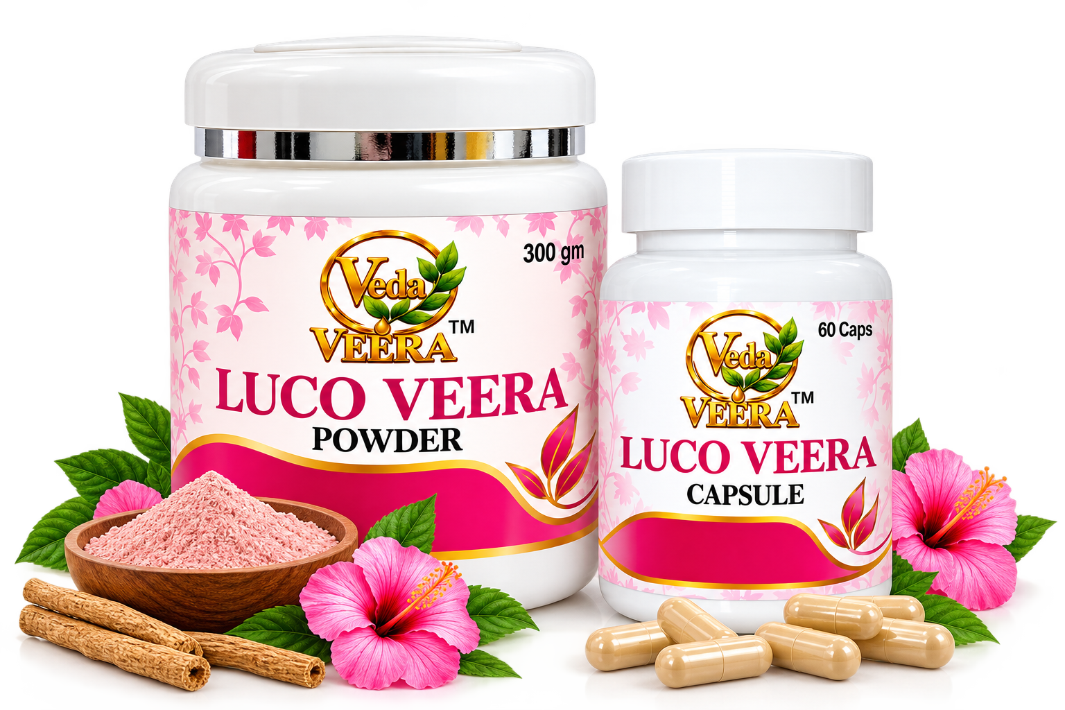 Luco Veera Powder and Capsules Still Life